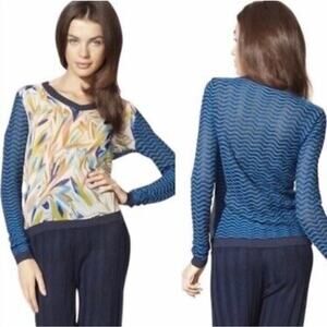 Missoni Target Artsy Chiffon Chevron Knit Sweater Top Womens Medium Mixed Media